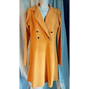 New Boohoo Sz 10 Tall Yellow Lapel Neck Double Breasted Blazer Fall Dress